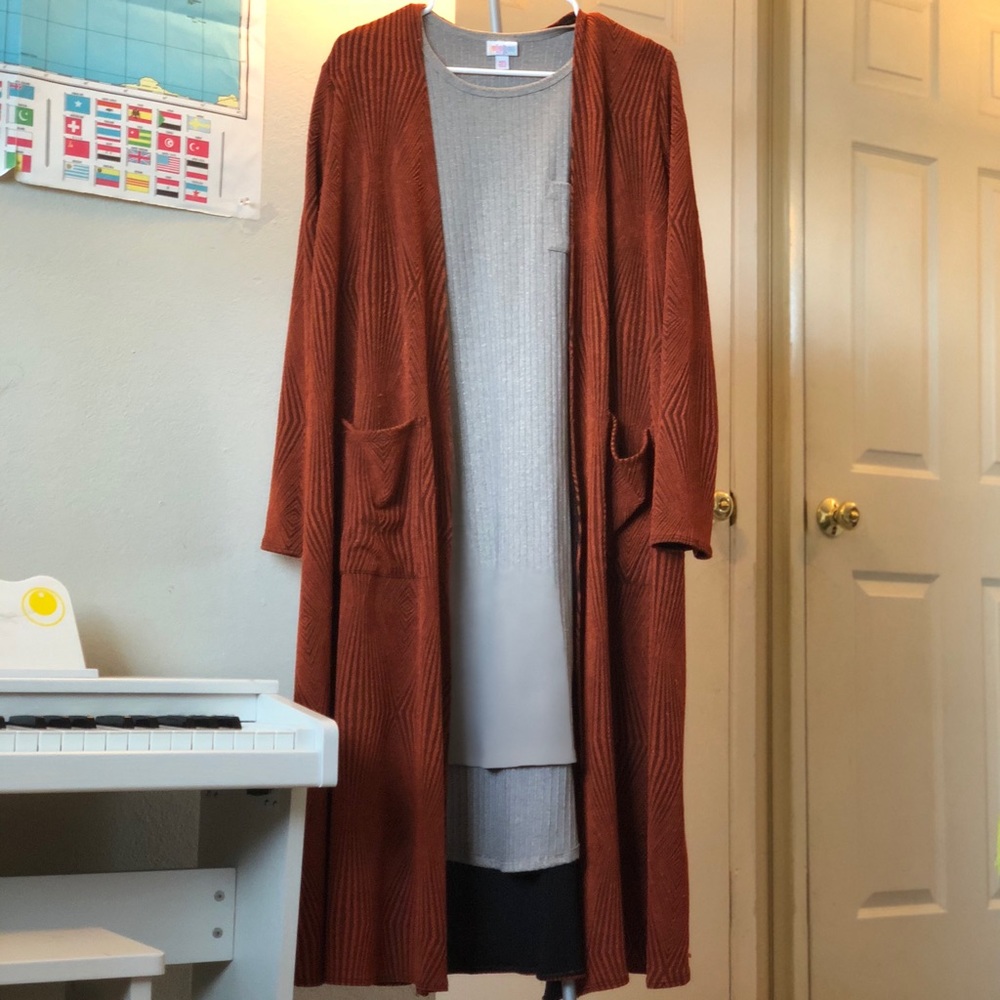 EUC Lularoe Elegant Carly &Small Sarah Terra-cotta